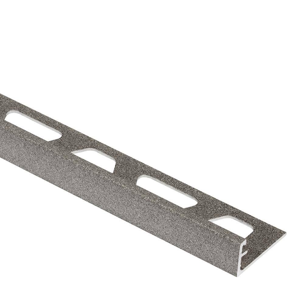 Schluter Systems Schiene Stone Grey Textured Color-Coated Aluminum 516 in. x 8 ft. 2-12 in. Metal Tile Edging Trim A80TSSG