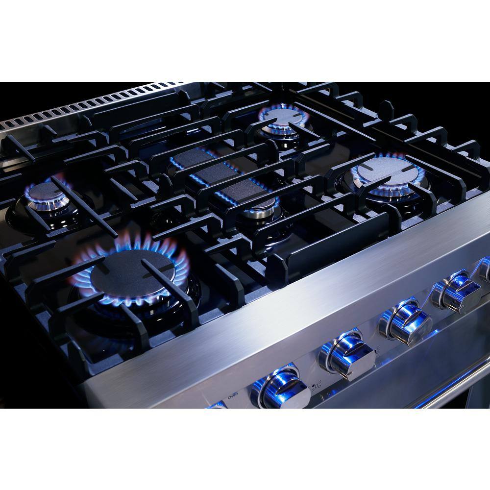 Cosmo 30 in. 4.55 cu. ft. Commercial-Style Gas Range with Convection Oven in Stainless Steel with Storage Drawer COS-EPGR304