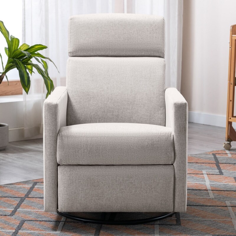 Linen Rocker Plush Seating Glider Swivel Recliner Chair