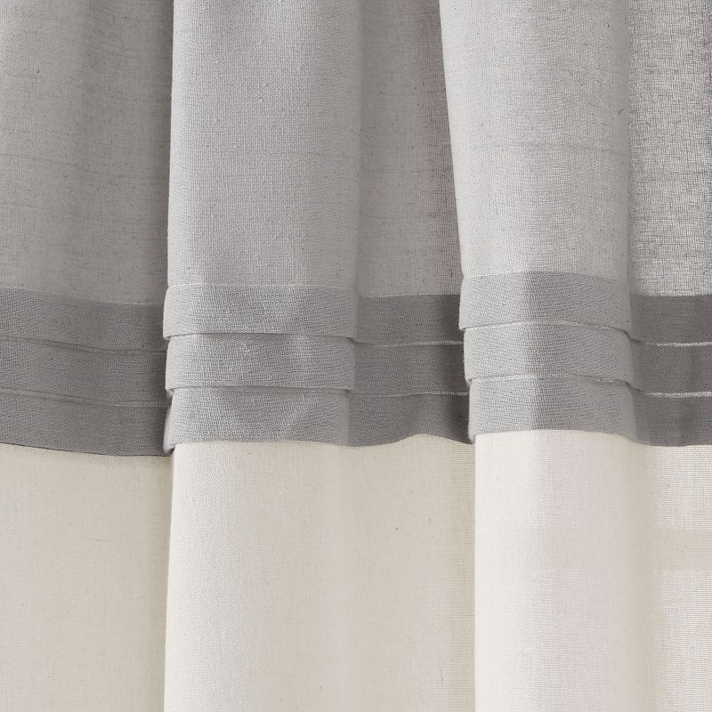 Lush Decor Farmhouse Faux Linen Colorblock Pleated Window Curtain Panel