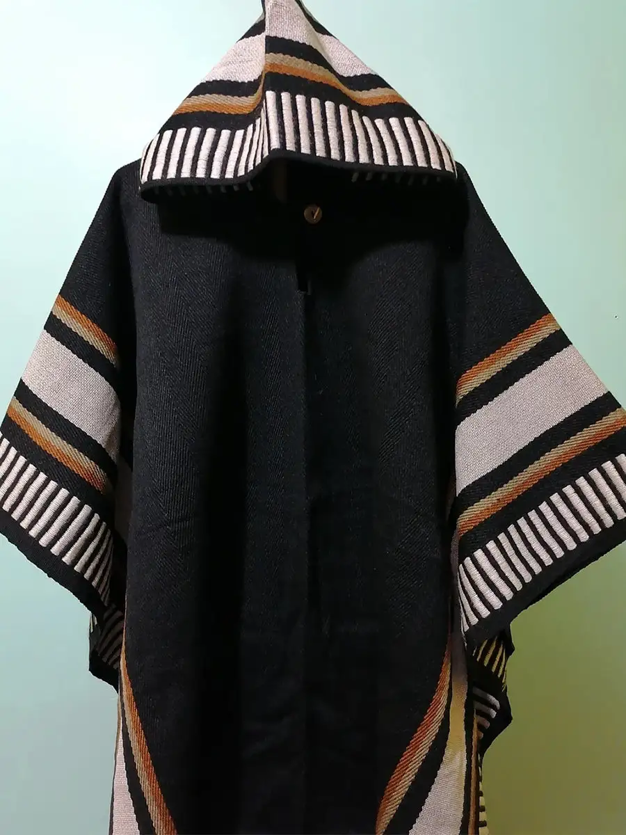 Ethnic Style Striped Printed Hooded Cloak