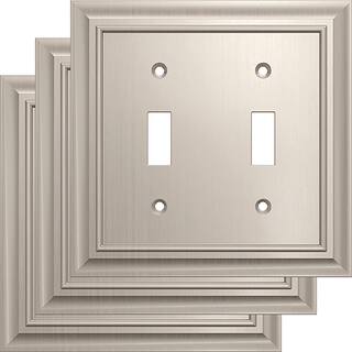 Derby 2-Gang Light SwitchToggle Plate Satin Nickel (3-Pack) W10085C-SN-K3