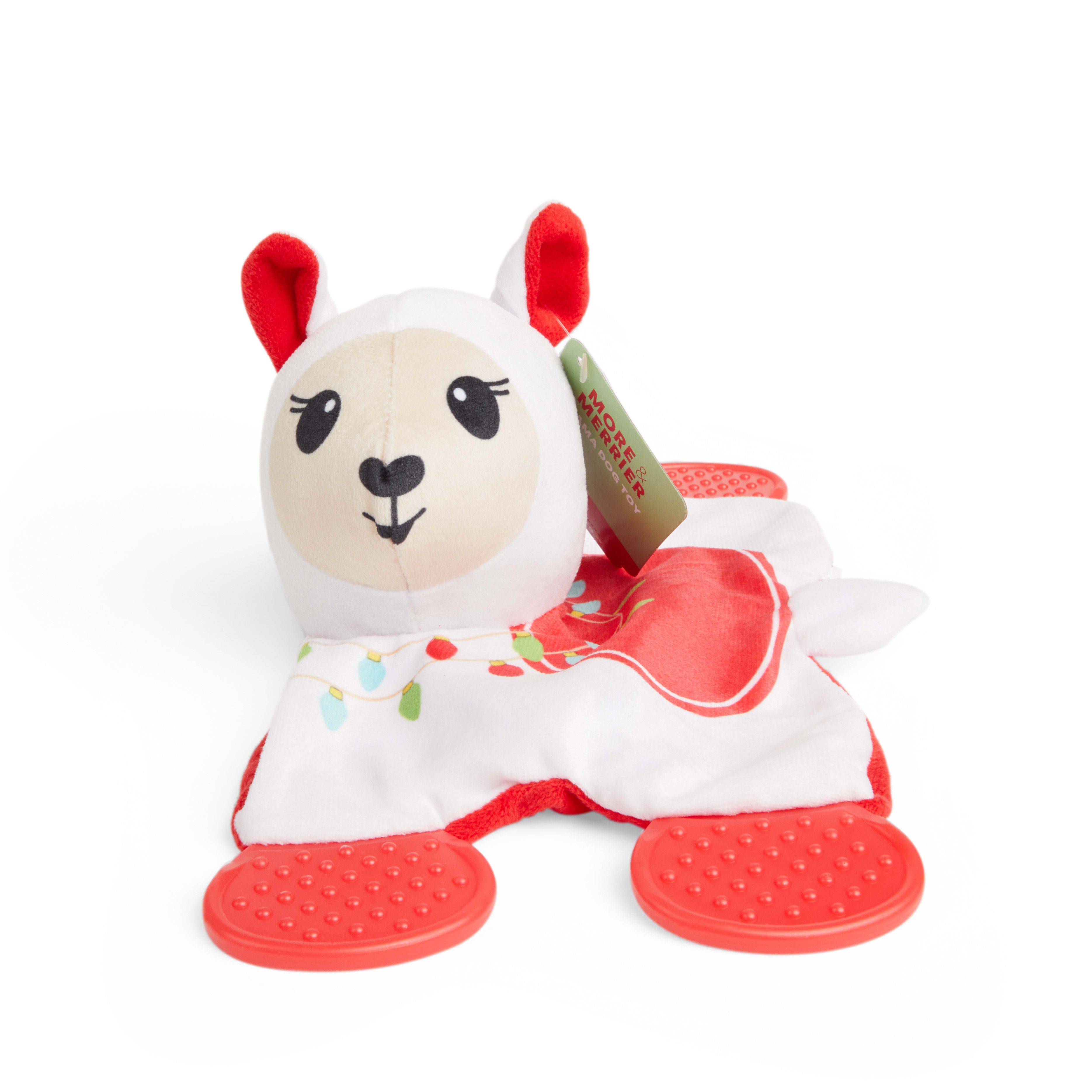 MORE AND MERRIER Plush Llama Paddlefeet Dog Toy， Medium