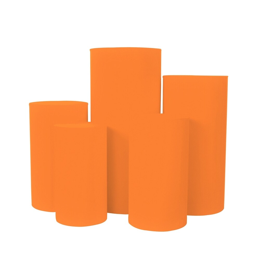 5 Pcs Orange Covers Only for Cylindrical Cake Display Pillar Round Pedestal