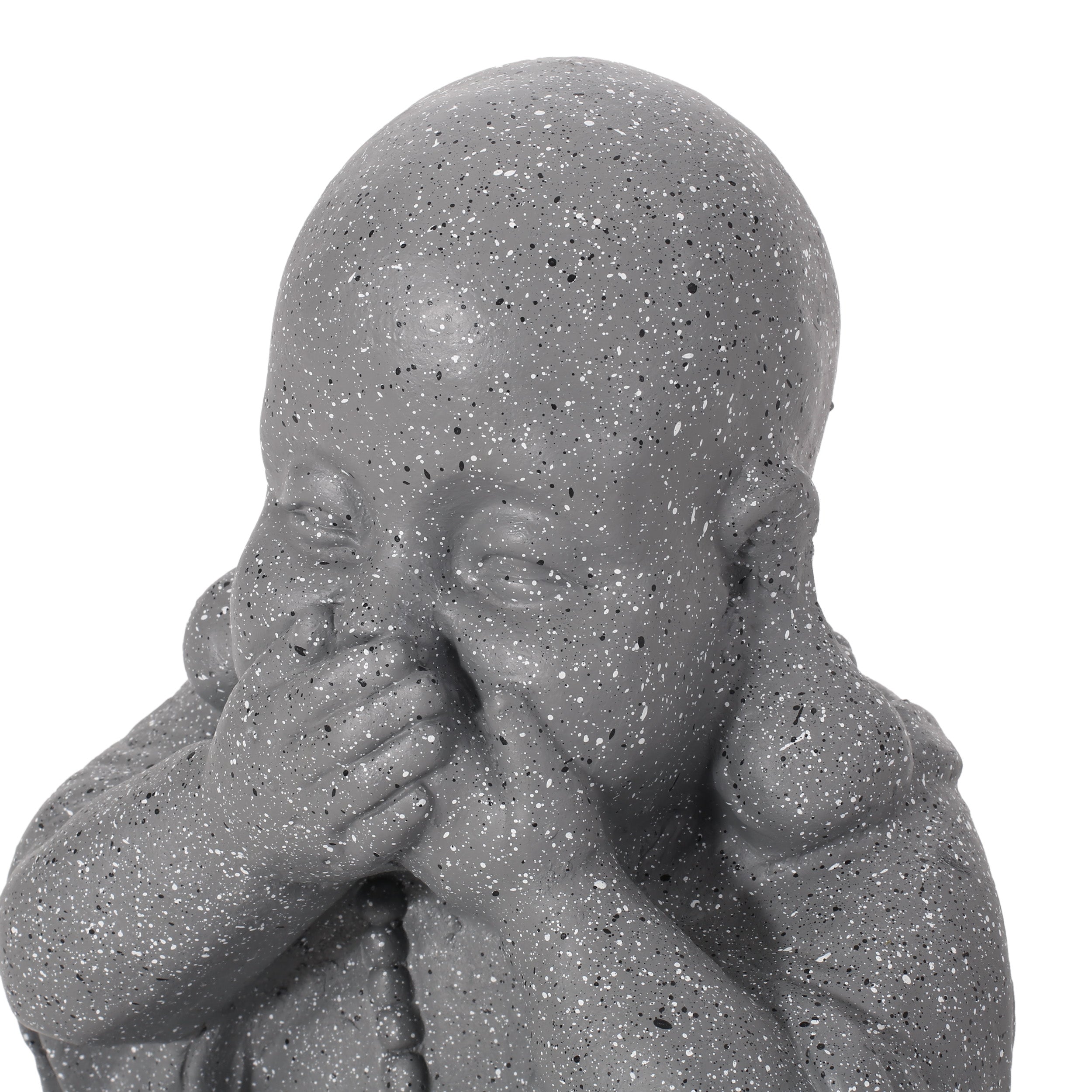 Conneaut Outdoor Speak No Evil Monk Garden Statue, Stone Gray