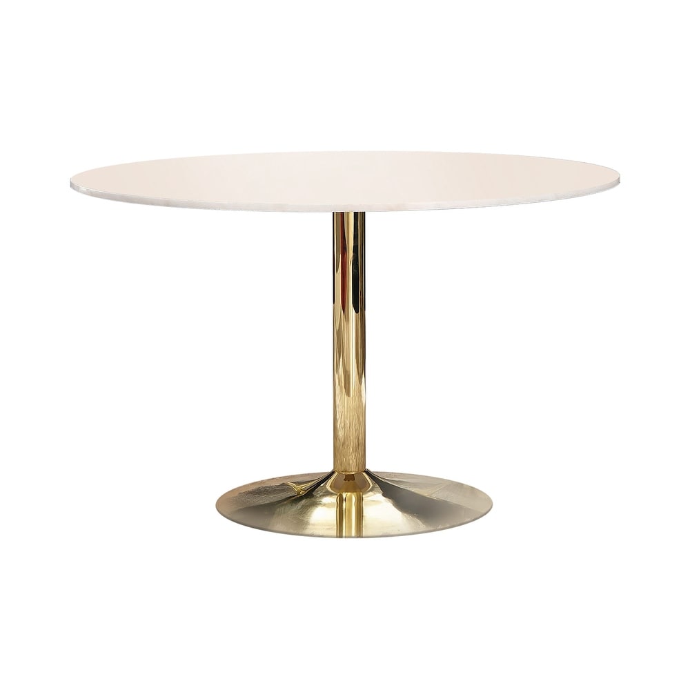 Round Dining Table in White And Gold