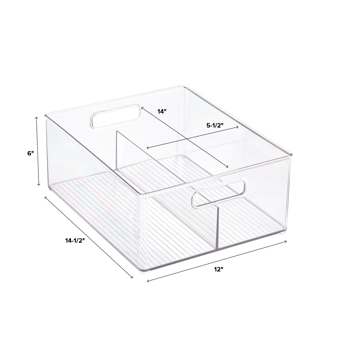 iDesign Linus Clear Divided Stackable Bins with Handles