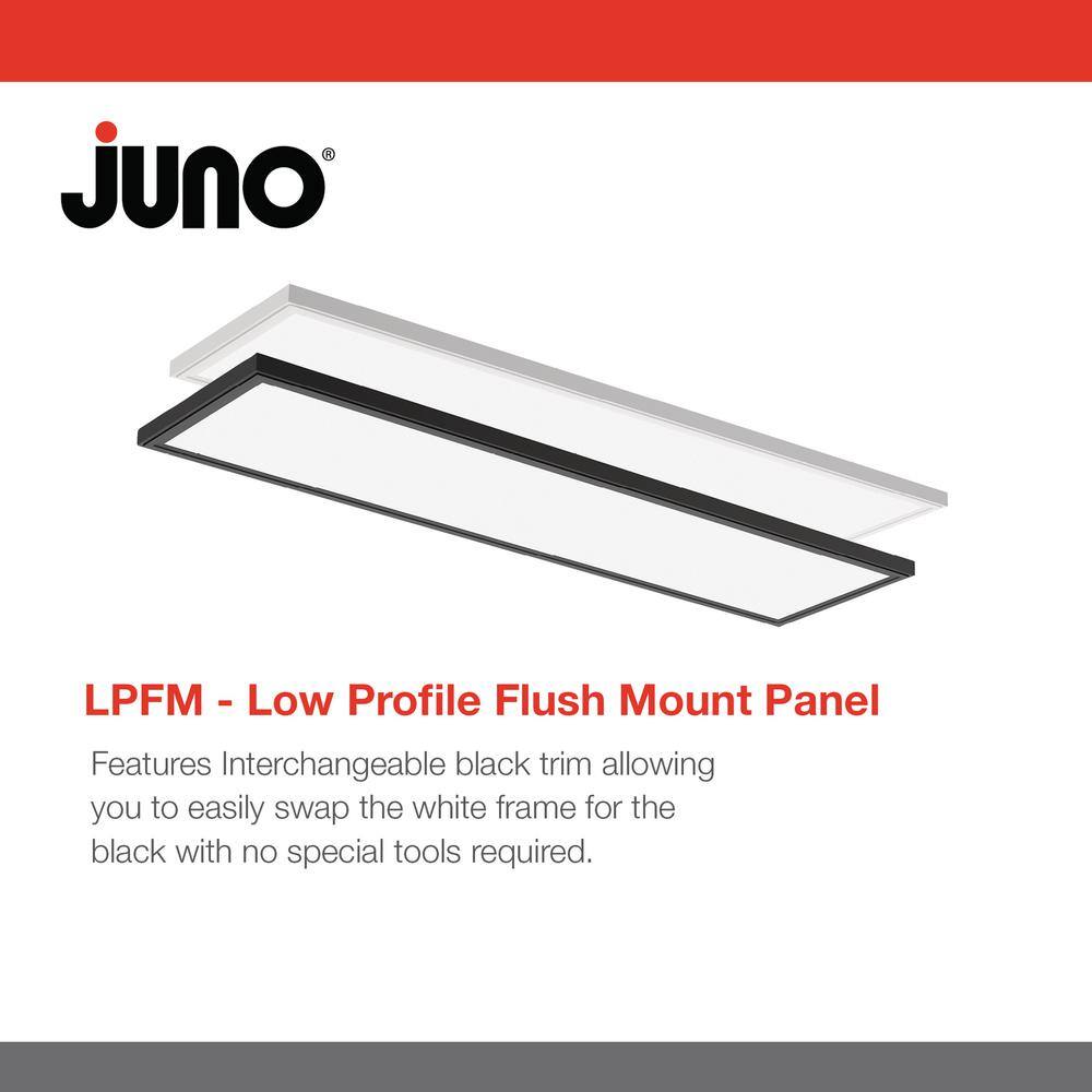 Juno LPFM 1 ft. x 4 ft. 4000-Lumen Black or White Dimmable Integrated LED Flush Mount Flat Panel Light with Switchable CCT LPFM 1X4 40L SWW7 120 TD DCMK WBT