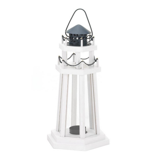 Iron wooden Lighthouse Point Outdoor Lantern White Zingz amp Thingz