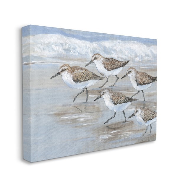 Stupell Industries Sandpiper Bird Flock Marching Beach Coast Waves