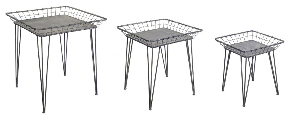 Tray Table 3 Piece Set 19.5 quotH  22.5 quotH  26.5 quotH Metal   Industrial   Coffee Table Sets   by VirVentures  Houzz