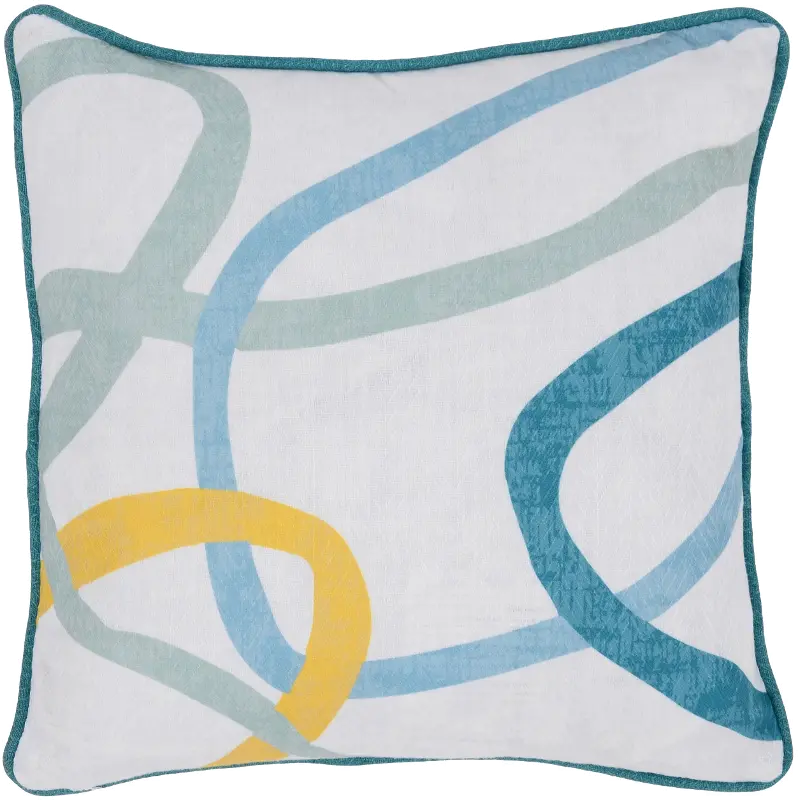 Blue and Multi Color Indoor-Outdoor Throw Pillow