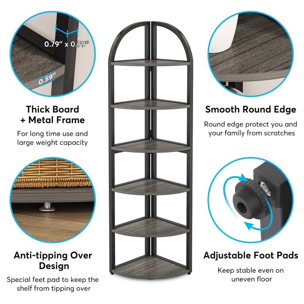 6 Tier/7 Tier Corner Shelf  Tall Corner Bookshelf  Freestanding Display Book Shelf