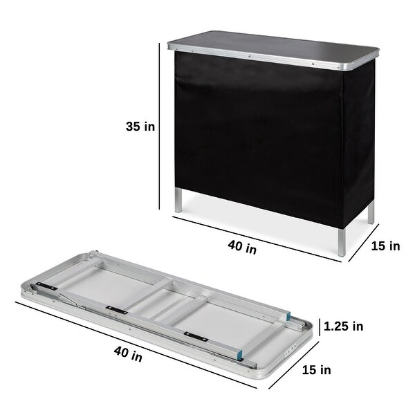 Portable PopUp Bar Table w/ Carrying Case，Removable Skirt