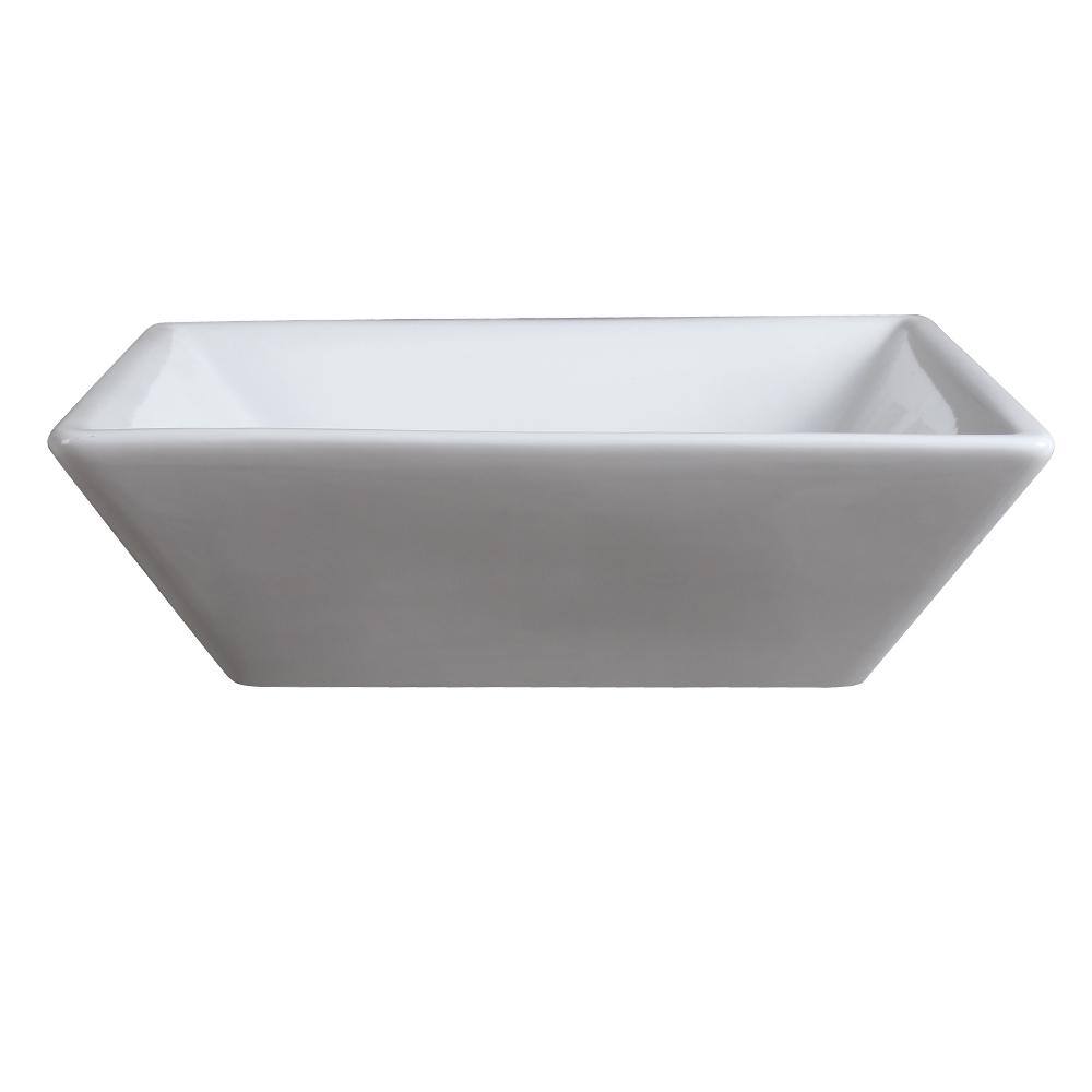 Fresca Torino 16 in W x 16 in D x 5 in. H Square Bathroom Vessel Sink in White FVS6217WH