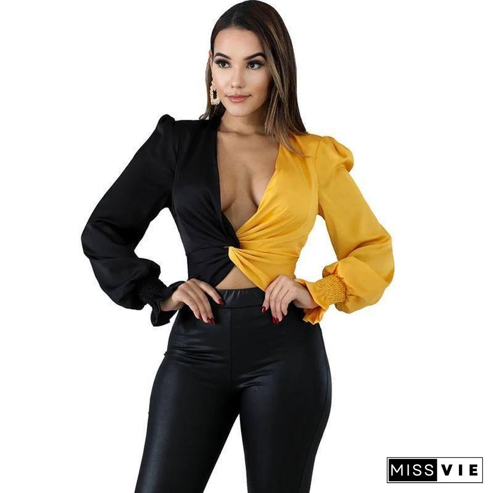 Women Blusas Mujer De Moda Sexy V-neck Lantern Sleeve Crop Tops and Blouses Female Draped Elegant Shirts Camisa Feminina