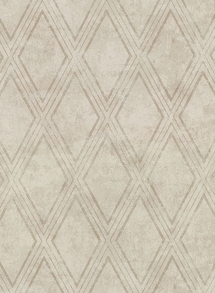 Sample Dartmouth Taupe Faux Plaster Geometric Wallpaper from the Main Street Collection