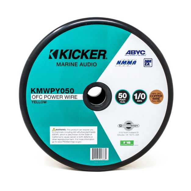 Kicker 47kmwpy050 Marine 1 0awg Power Wire 50ft Yellow