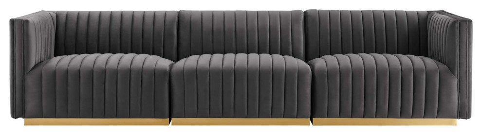 Conjure Channel Tufted Velvet Sofa   Contemporary   Sofas   by Modway  Houzz