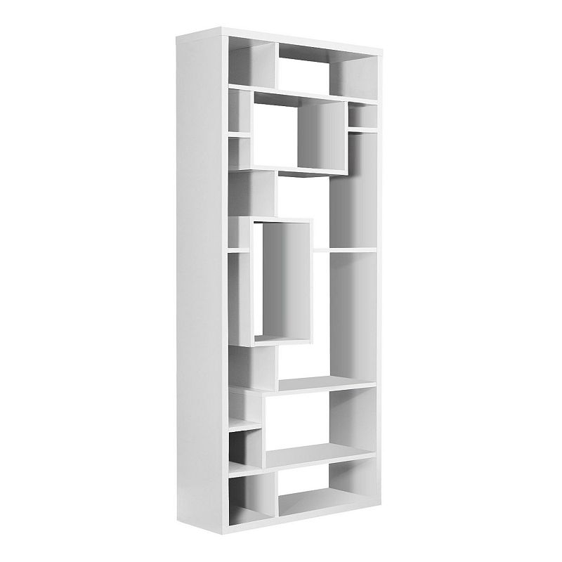 72 White Contemporary Rectangular with 14 Shelves Bookcase