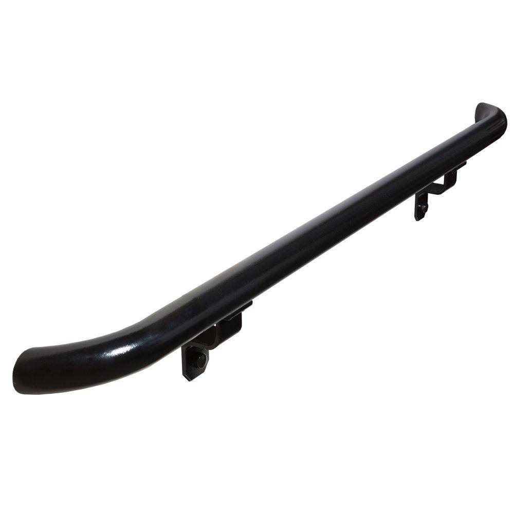 EZ Handrail 4 ft. Textured Black Aluminum Round with Curved Ends Handrail Kit EZA4KWR-HB