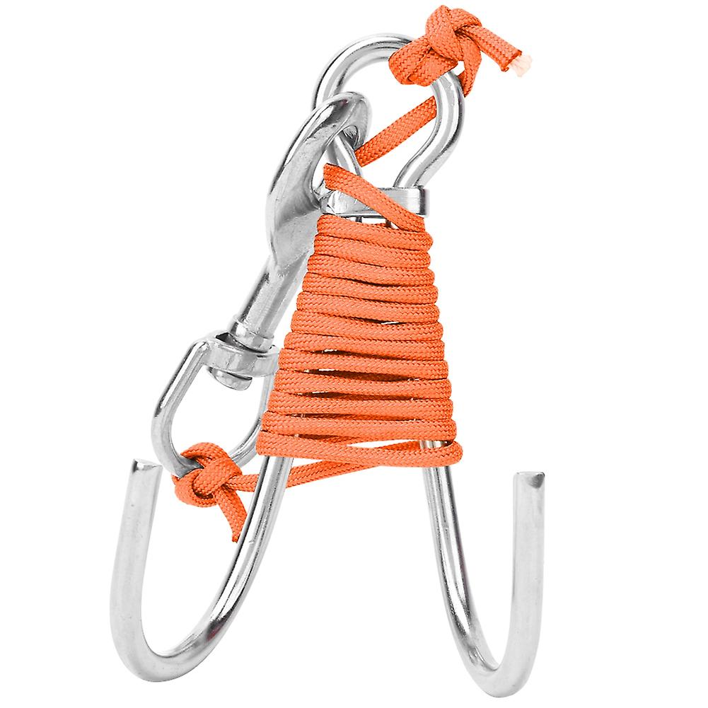 High Quality Stainless Steel Underwater Scuba Diving Drift Rock Single Hook Rope Safety Gear Equipmentorange