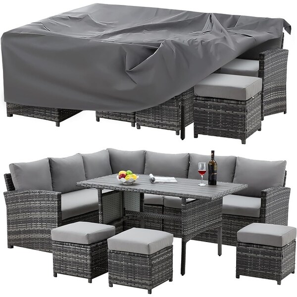 AECOJOY 7 Pieces Patio Furniture Set Outdoor Sectional Sofa Rattan Conversation Set