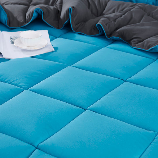 HIG Light Weight Down Alternative Comforter， Full/Queen， Turquoise， Reversible