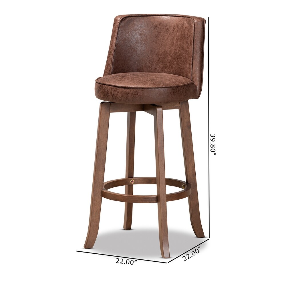 Adams Transitional Upholstered and Walnut Wood 2 PC Bar Stool Set