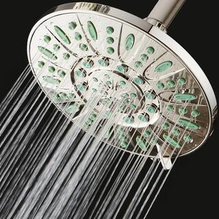 AquaDance Antimicrobial 6-Spray Patterns 7 in. Single Wall Mount Rainfall Fixed Showerhead with High Pressure in Brushed Nickel 82208