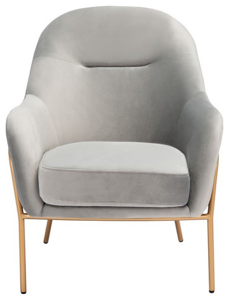 Liza Accent Chair Grey Velvet   Midcentury   Armchairs And Accent Chairs   by Peachtree Fine Furniture  Houzz