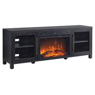 MeyerCross Quincy 68 in. Black Grain TV Stand with 26 in. Log Fireplace Fits TV's up to 75 in. TV1803