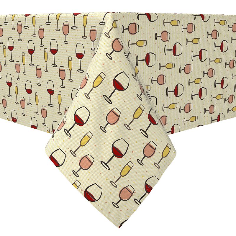 Square Tablecloth， 100% Cotton， 60x60， Simple Wine Glasses