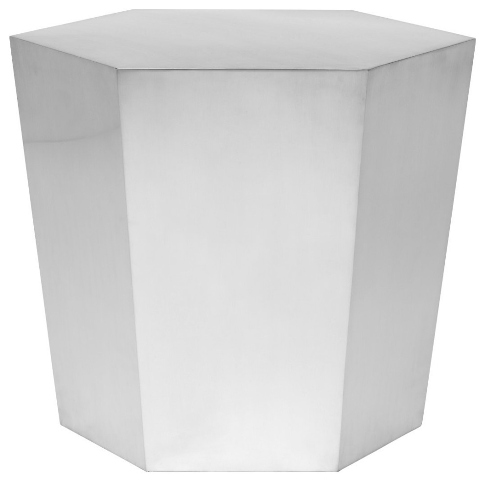 Hexagon Brushed Stainless Steel End Table   Contemporary   Side Tables And End Tables   by Advanced Interior Designs  Houzz