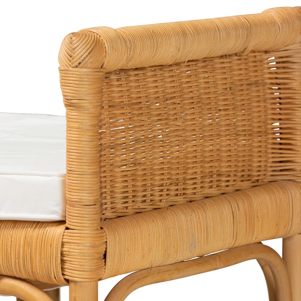 Nairi Modern Bohemian Natural Brown Rattan Bench