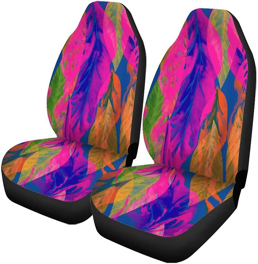 Set Of 2 Car Seat Covers Leaves Universal Auto Front Seats Protector Fits For Car，suv Sedan，truck D---46872