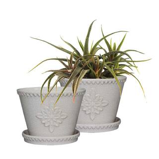 Southern Patio Lorna Small 8 in. x 6 in. 3 Qt. Pearl White Ceramic Indoor Pot (2-Pack) CRM-030928P2