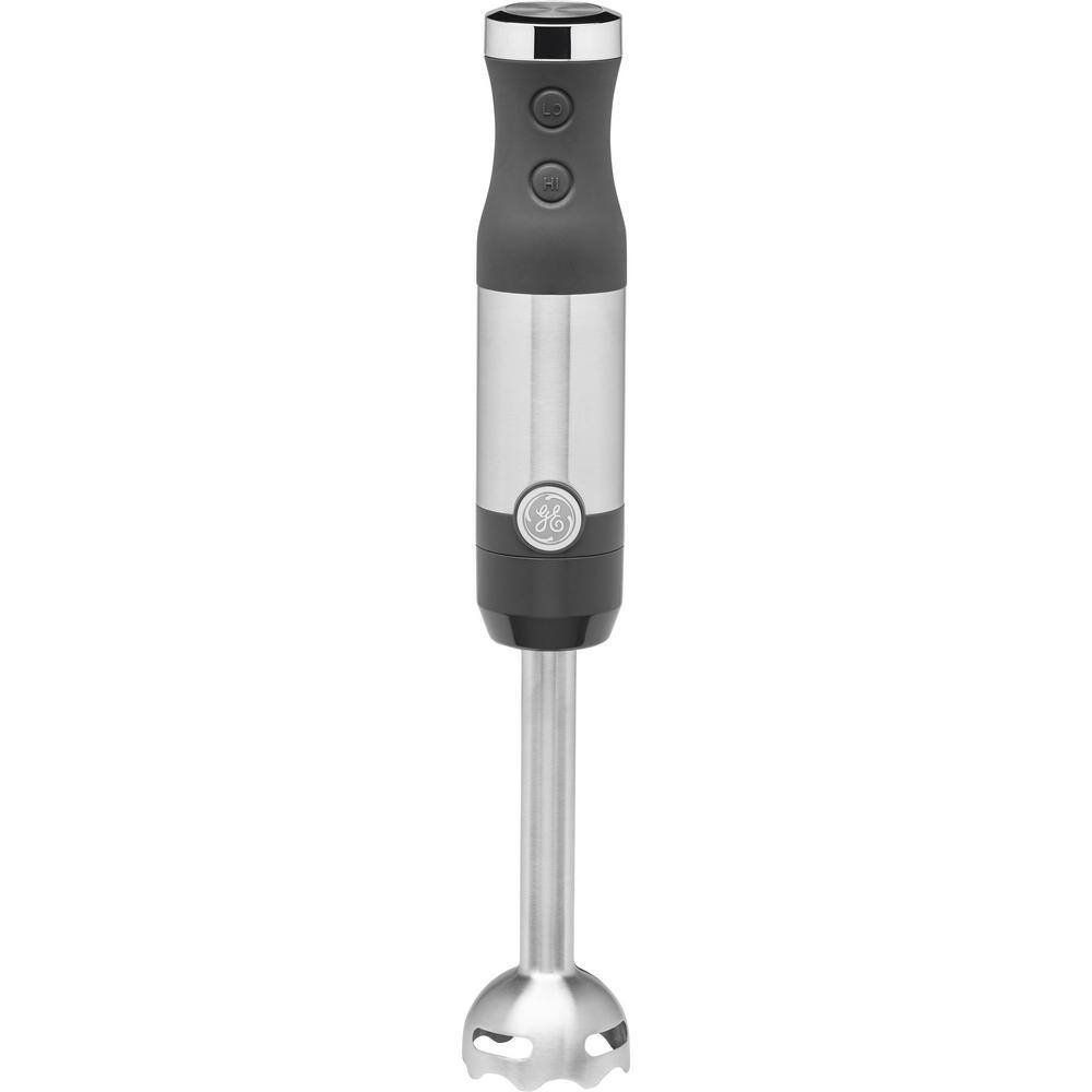 GE 2-Speed Stainless Steel Immersion Hand Blender with Whisk Blending and Chopping Jar Attachments G8H1AASSPSS