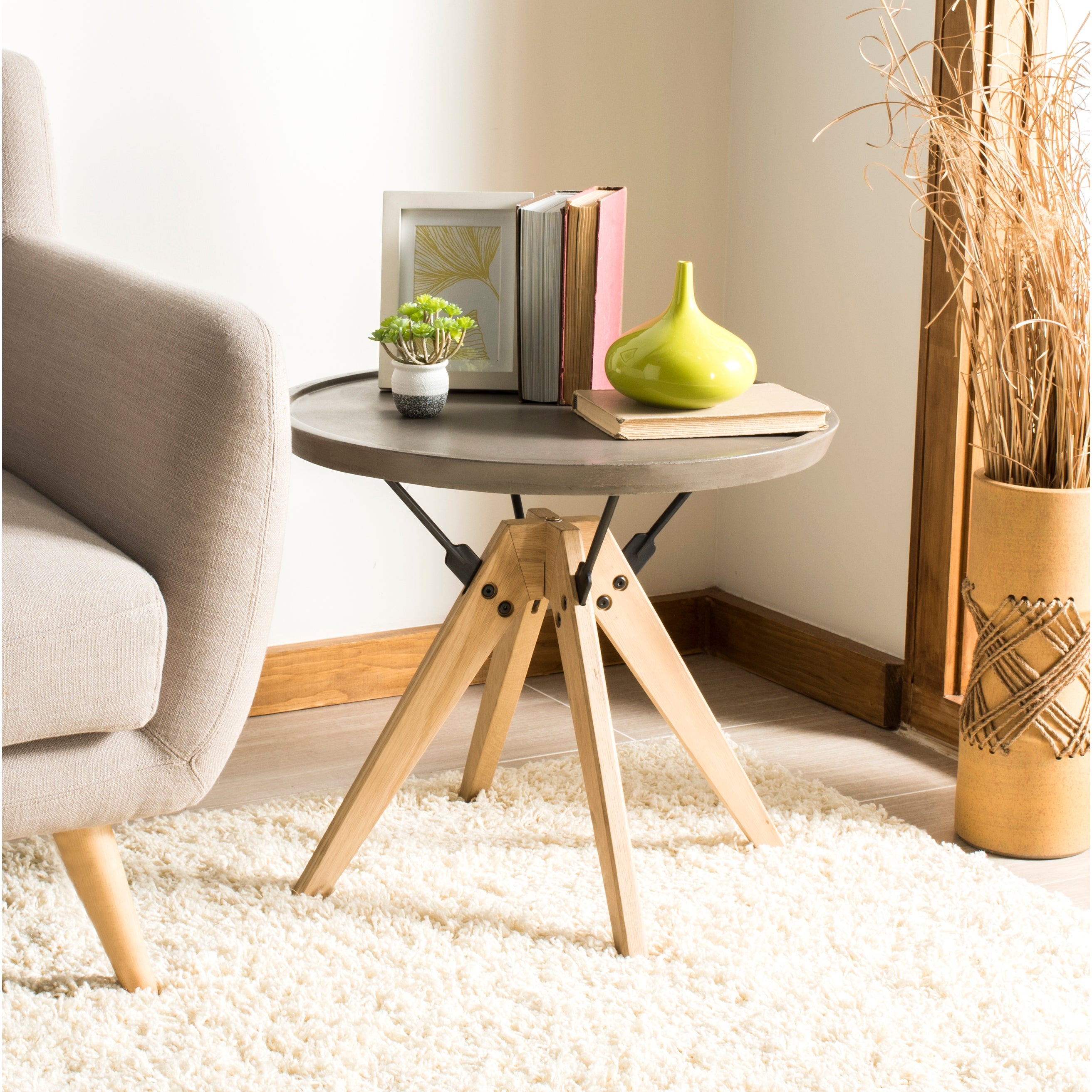 SAFAVIEH Outdoor Living Farmond Modern Dark Grey Side Table - 21.7