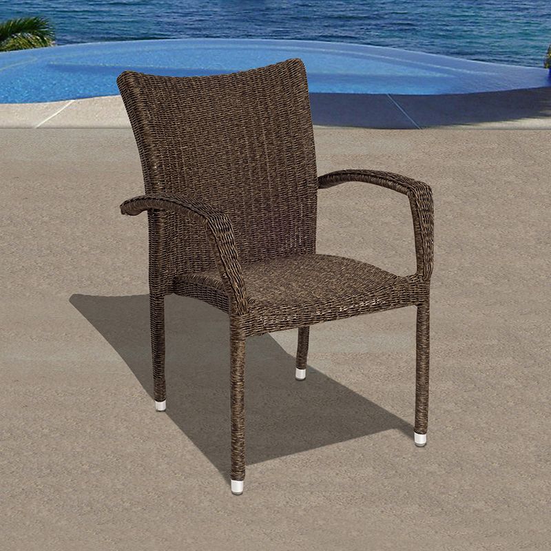 4-Piece Brown Bari Wicker Patio Armchair Set 35