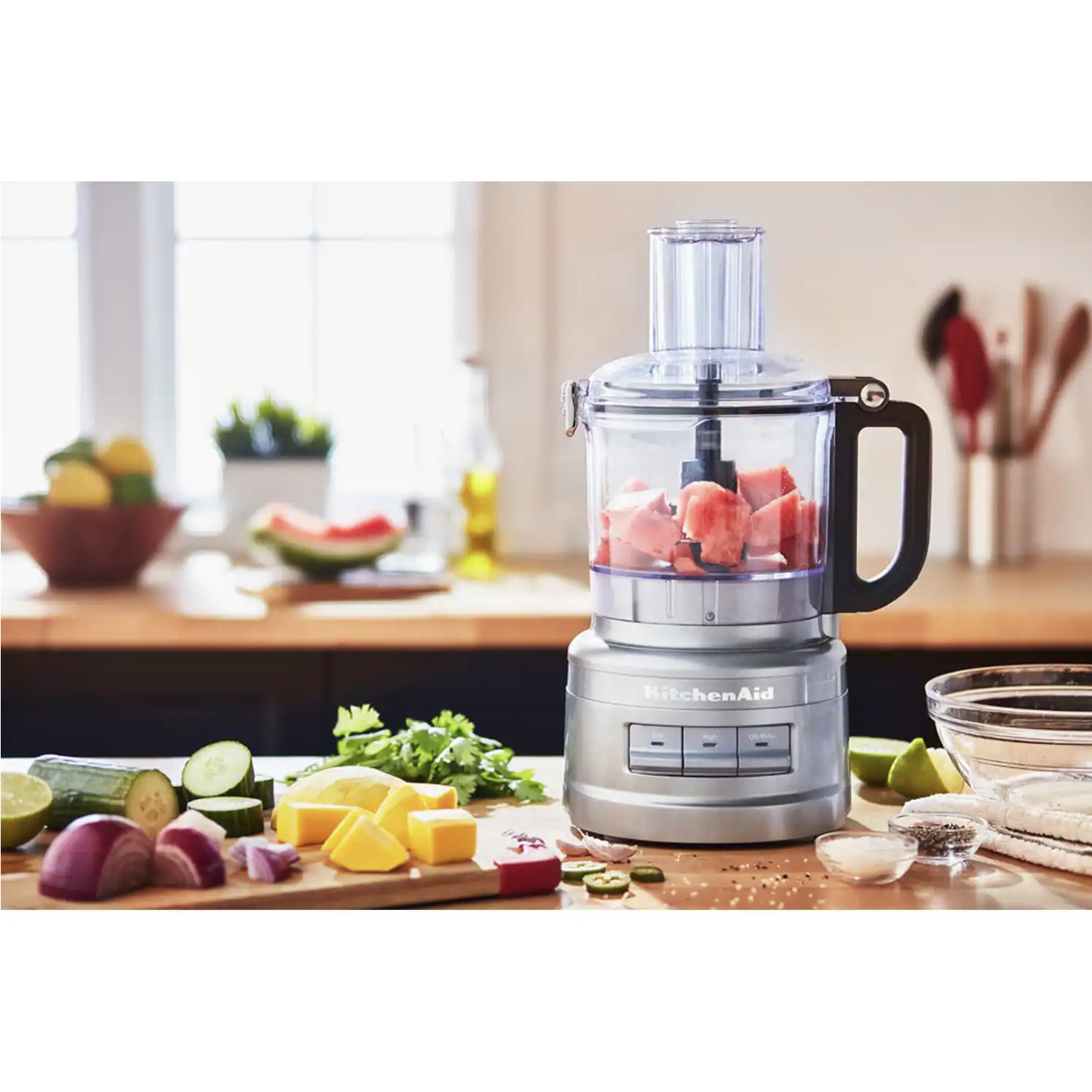 KitchenAid 7-Cup 3-Speed Contour Silver Food Processor with Locking Lid