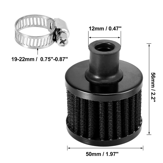 Unique Bargains 2 Pcs 12mm 0 47inch Universal Air Filter Cleaner For Car With Hose Clamp Black