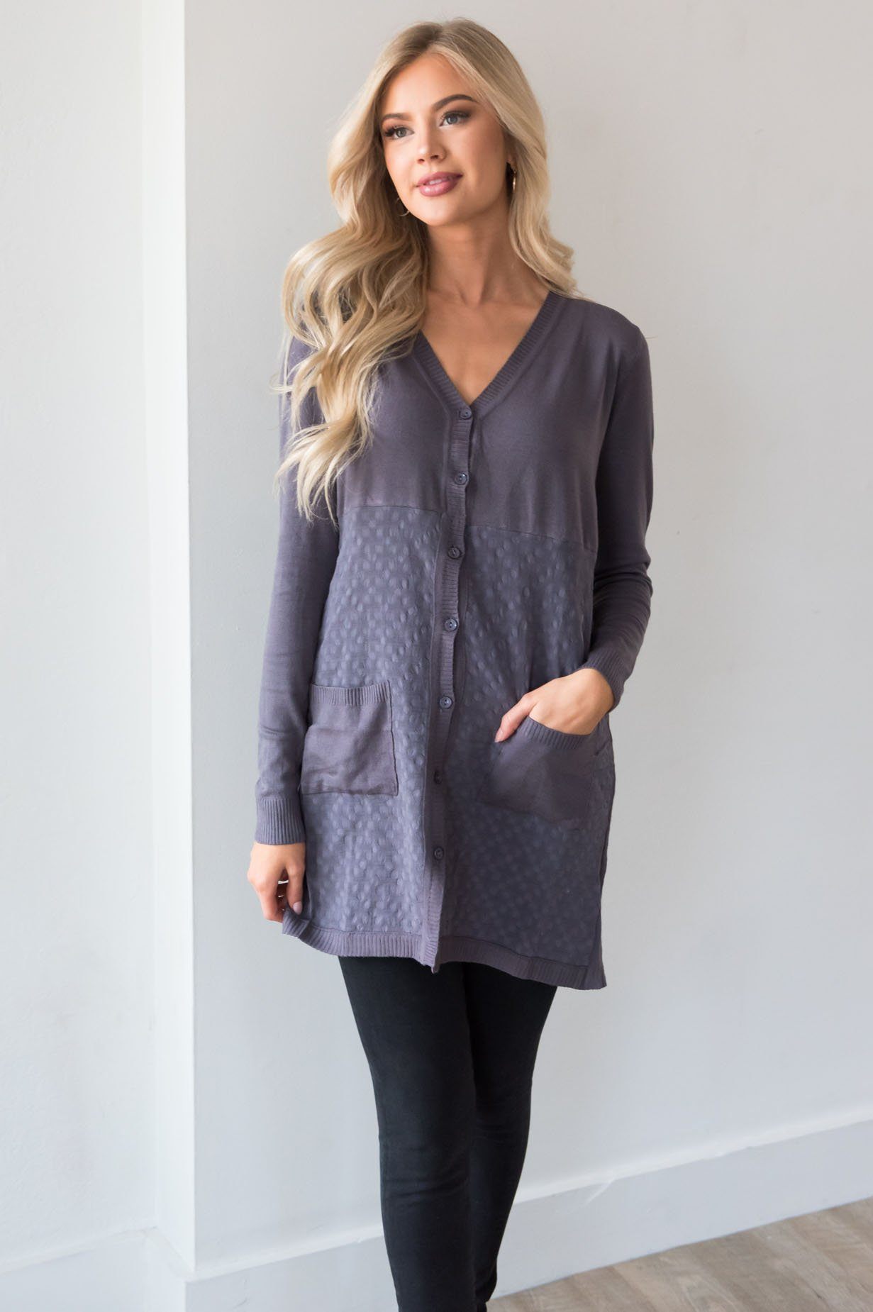 Grey Skies Ahead Modest Cardigan