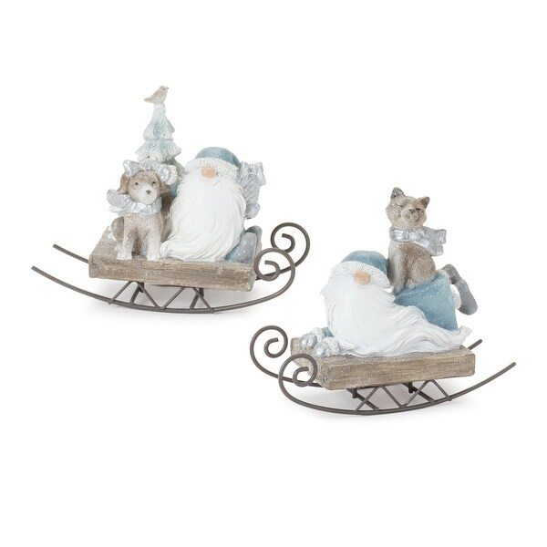 Santa on Sled (Set of 2) 5”H Resin