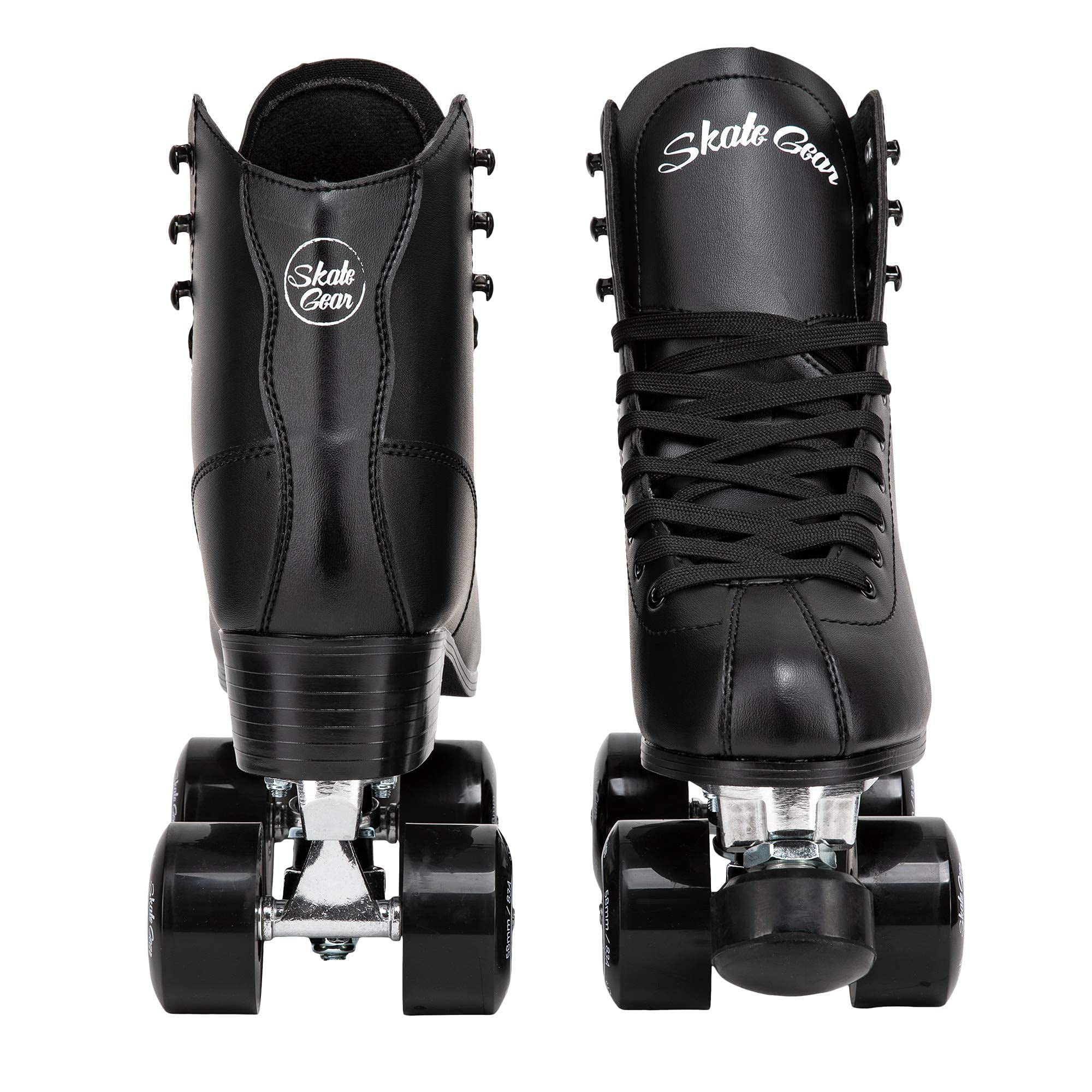 Skate Gear Extra Support Quad Roller Skates for Kids and Adults (Black， Women's 7 / Youth 6 / Men's 6)