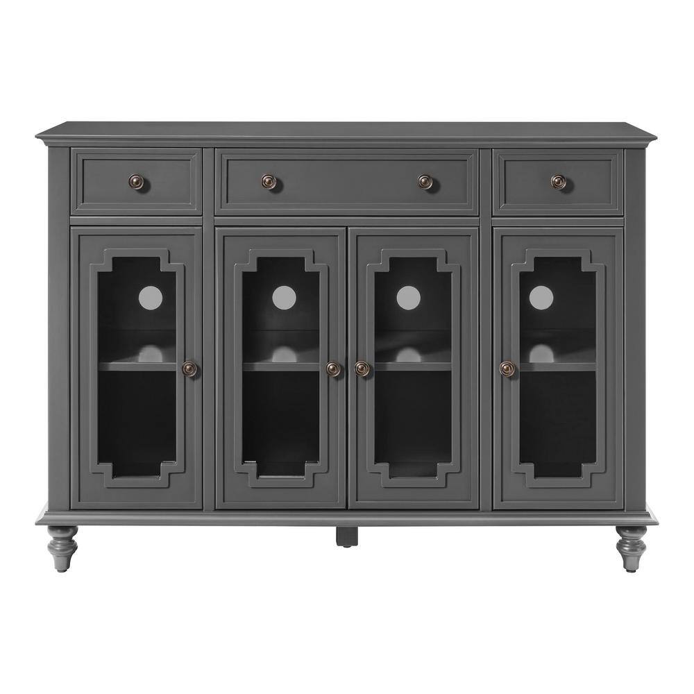 Home Decorators Collection Harriston Charcoal Black Solid Wood Glass Door Buffet M22084H1