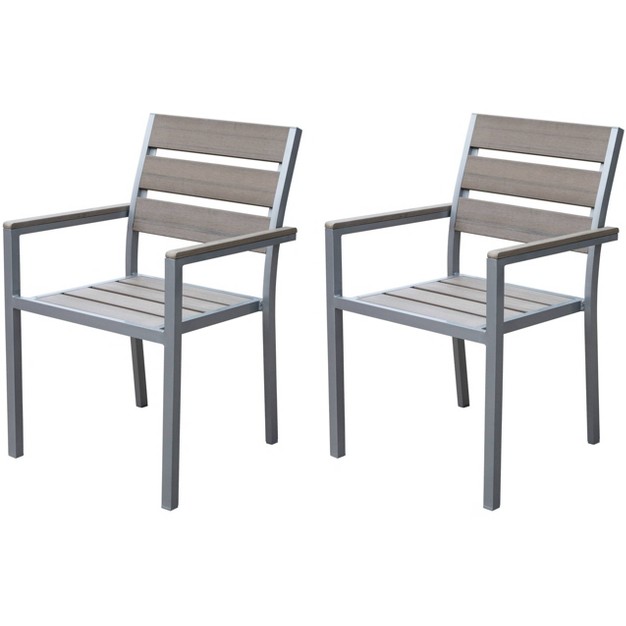 2pk Outdoor Dining Chairs Sun Bleached Gray Corliving