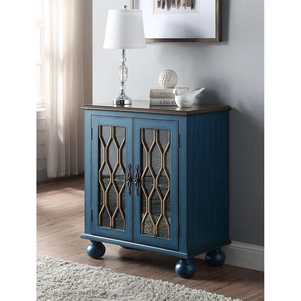 Retro Style Console Table In Antique Blue Finish