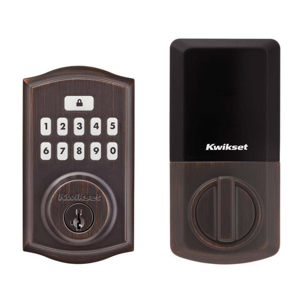 Kwikset SmartCode 260 Traditional Venetian Bronze Keypad Electronic Deadbolt Feat SmartKey wTustin HallCloset Lever Combo Pack 9260TRL720TN11P