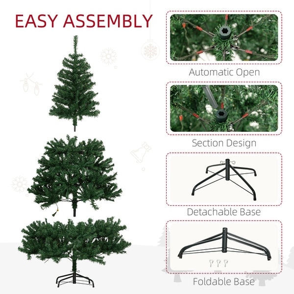 HOMCOM 6' Tall Prelit Christmas Tree Douglas Fir Artificial Christmas Tree with Realistic Branches，250 Warm White LED Lights